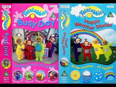 Teletubbies - Busy Day (BBCV 7244) / Happy Weather Stories (BBCV 7285) 2001-02 UK VHS