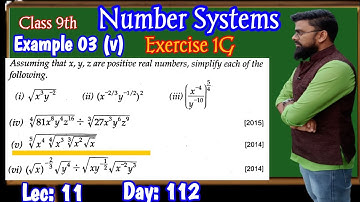 Rs Aggarwal Class 9 Exercise 1G Example 3 v | Assuming that x y z are positive real Numbers simplify