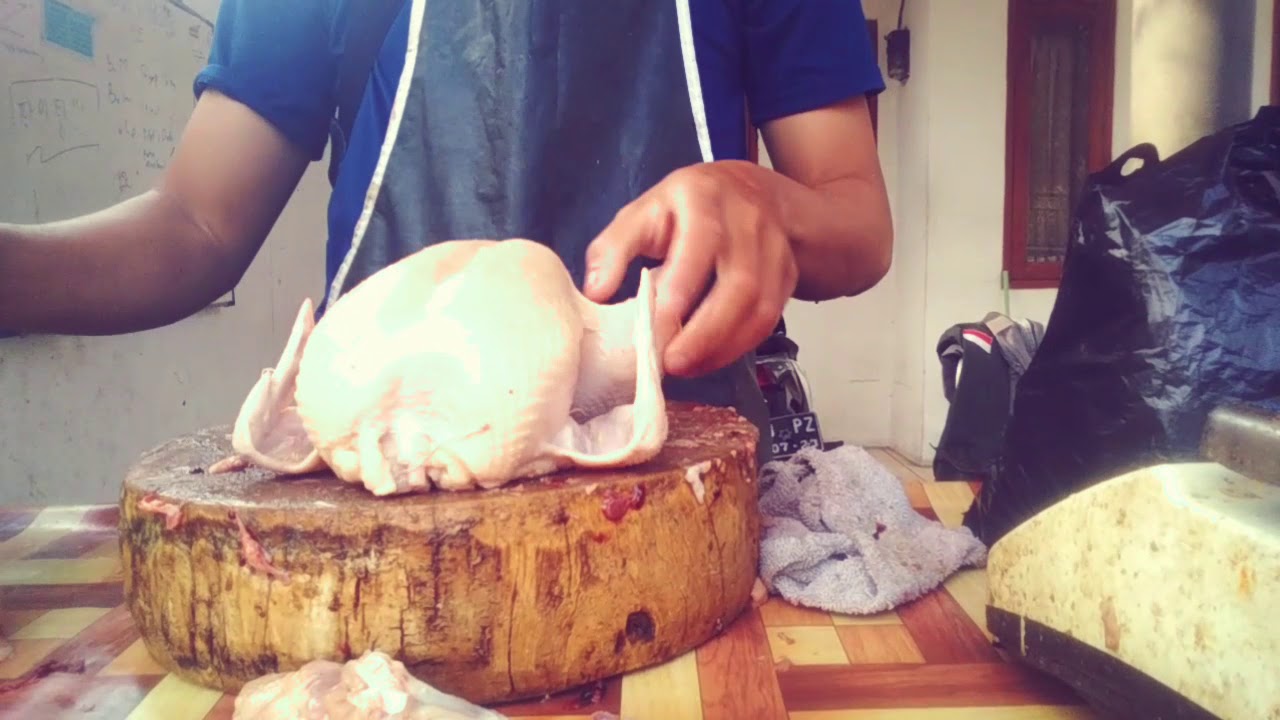 Cara Potong ayam 1 ekor yang uk 1 kg Jadi 9 Bagian 