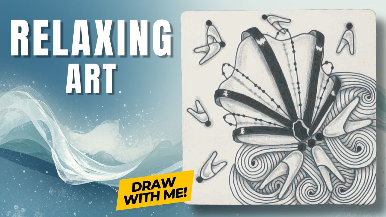 Relaxing Art | Zentangle Tile | Aquafleur, Dollpin, Sand Swirl