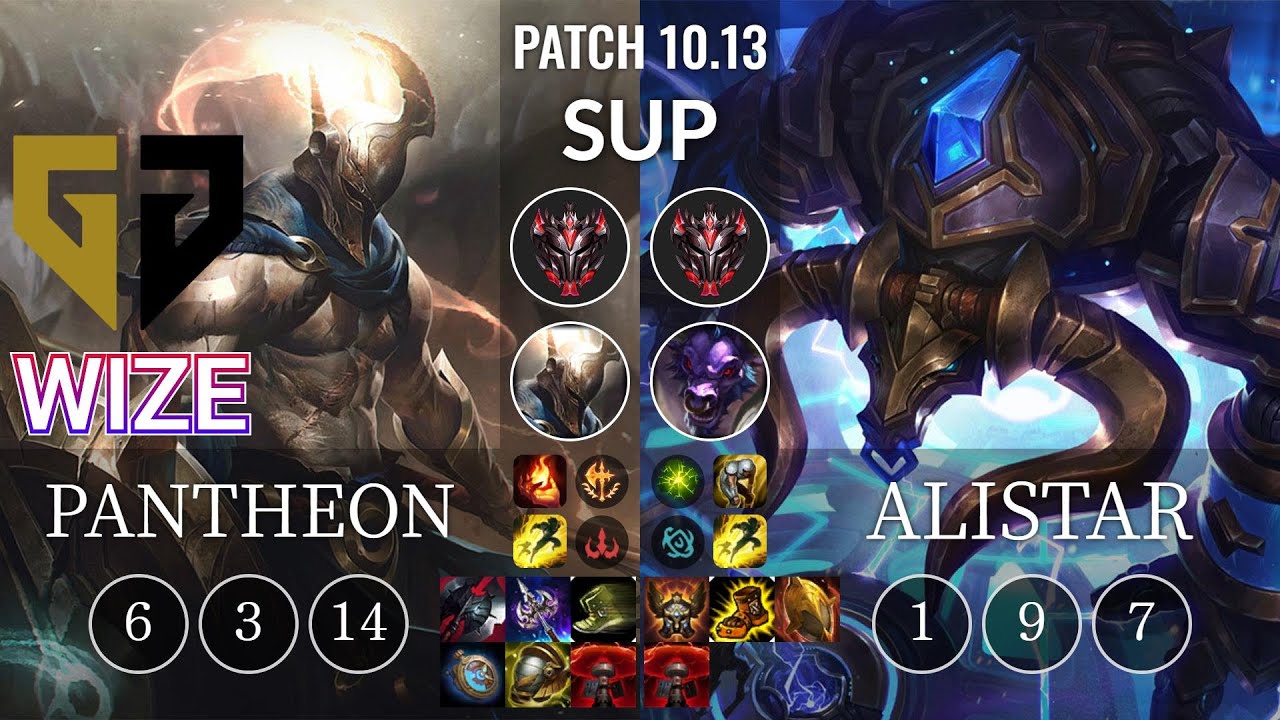 GEN Wize Pantheon vs Alistar Sup - KR Patch 10.13