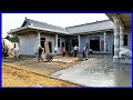 Skilled workers build new chinese style house and large garden