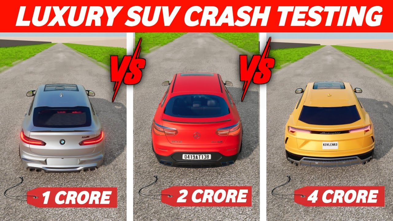 BMW vs LAMBORGHINI vs MERCEDES LUXURY SUV CRASH - AFKaman