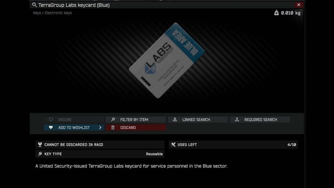Blue keycard room tarkov labs - YouTube