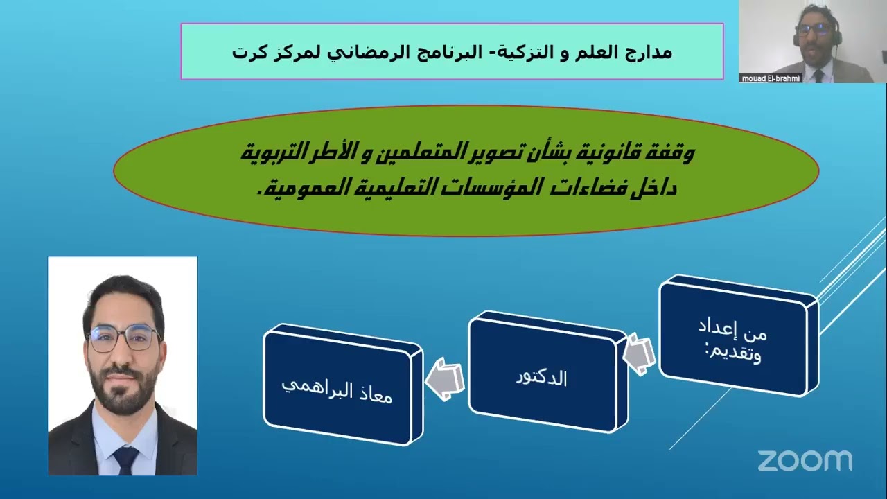 المحاضرة 5 وقفة قانونية بشأن تصوير المتعلمين والأطر التربوية داخل فضاءات المؤسسات التعليمية العمومية