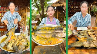 Chef Sros cook crispy fish and pick mango for delicious pickle and eat | Cooking with Sros