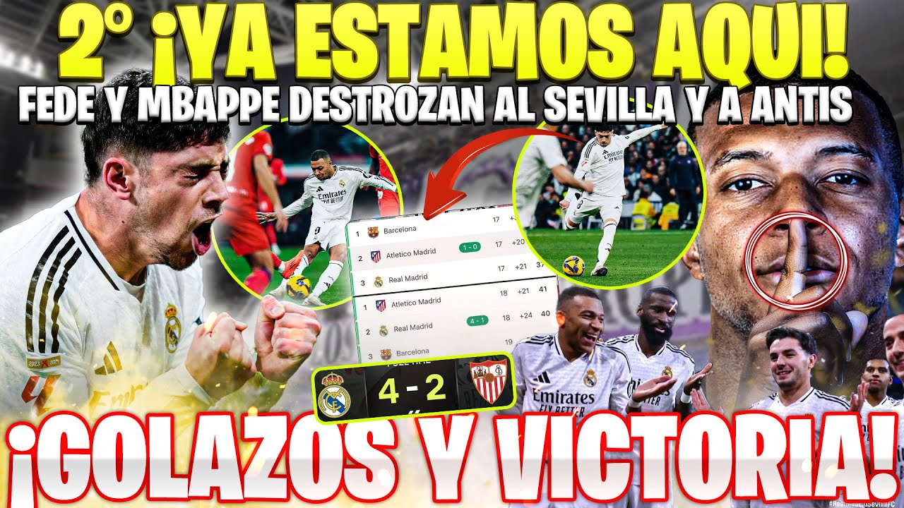 PARTIDAZO DEL REAL MADRID VS SEVILLA 4-2 🤯 SE ADELANTA AL BARCELONA Y ...