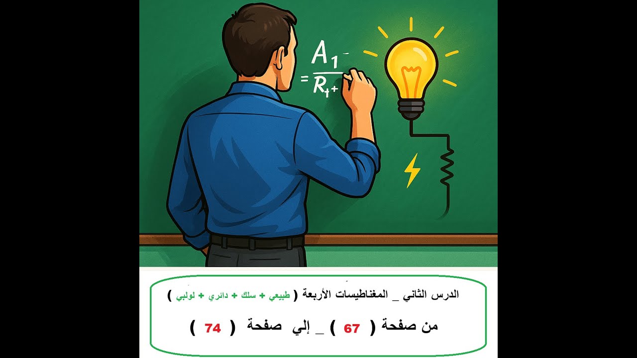 حل الواجب ( 6 ) - حل الدرس الثاني -المغناطيسية الأصلية-المغناطيسات الأربعة - من صفحة 67 إلي صفحة 74