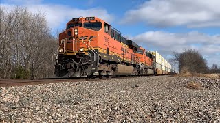 Fast 60 mph 2x2 Q train!! BNSF Transcon: Emporia sub..11/12/2022