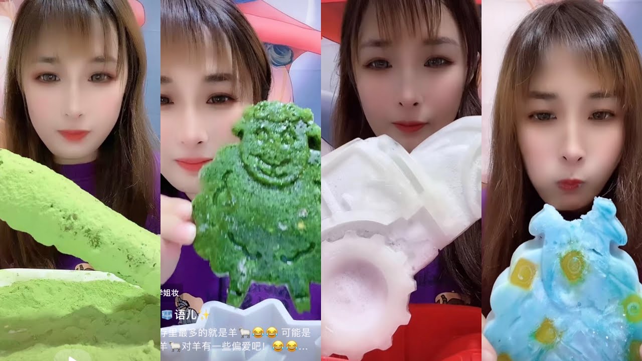 Her ice eating asmr/ ice mukbang/ foam ice/ shaved ice/