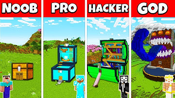 Minecraft Chest House Build Challenge - Noob vs Pro vs Hacker vs God Animation