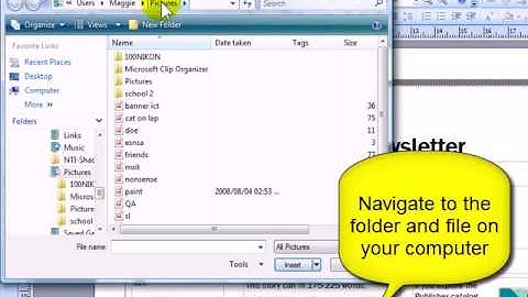 M16(9) Inserting an image from file into a MS publisher 2007 document