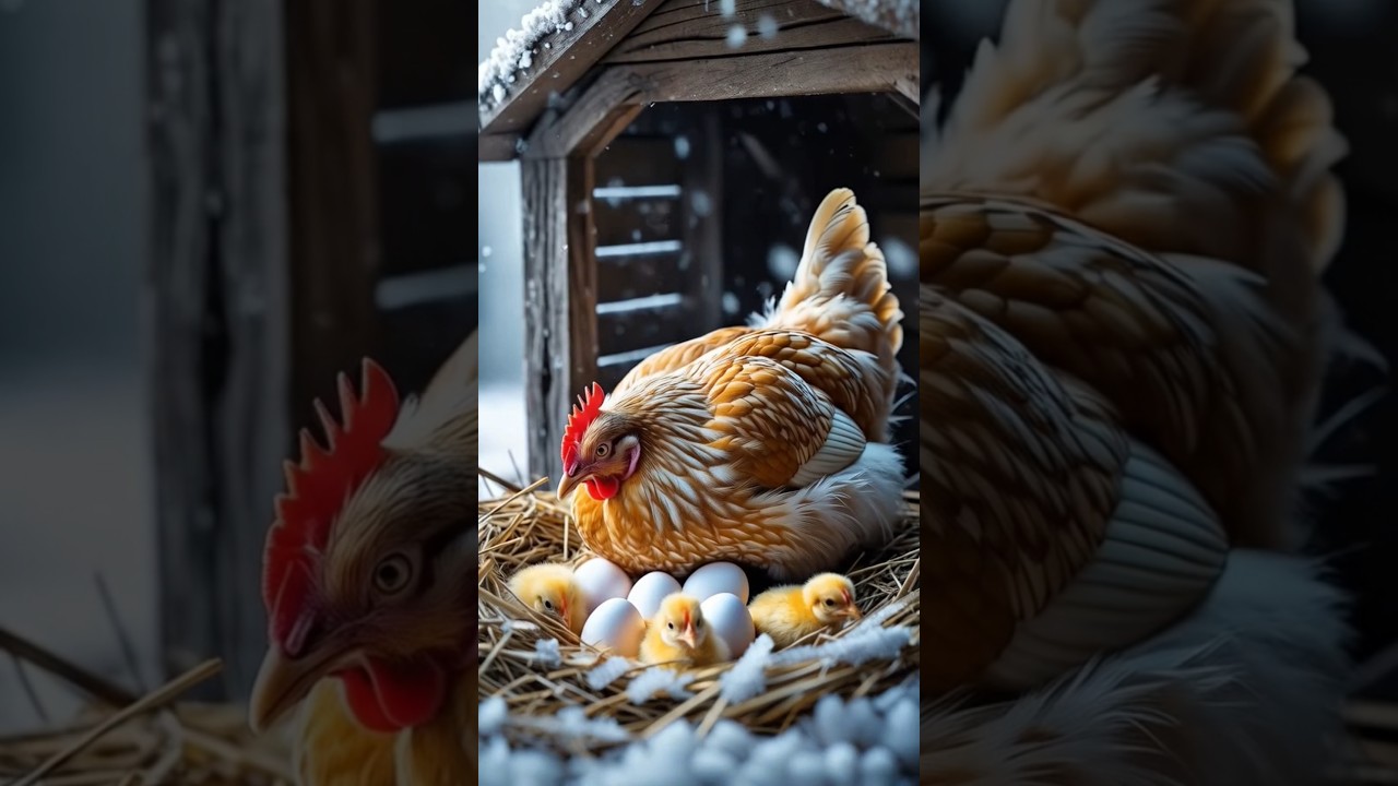 Chicken's winter egg-hatching antics 