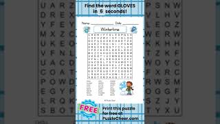 Wintertime Word Search -Find GLOVES #puzzlegames #quiz #braintest #wordsearch #winter #games