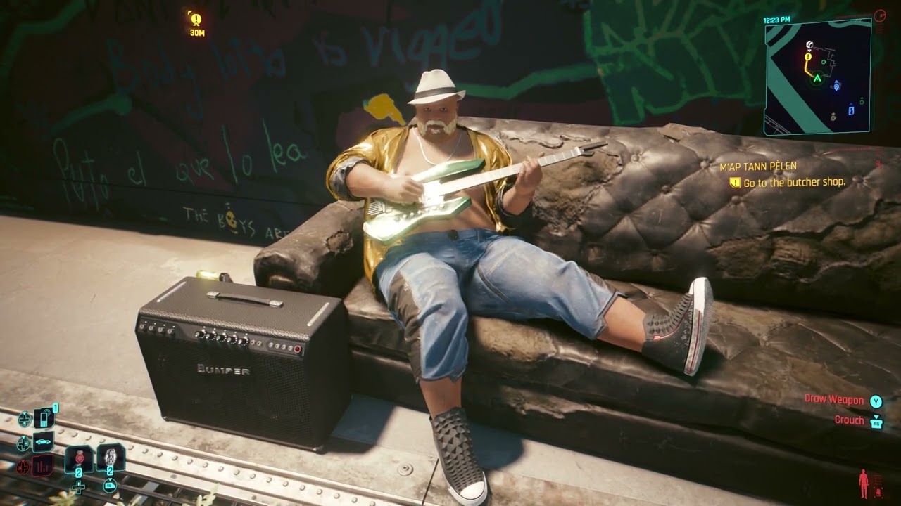 Night City NPC Plays A Cyberpunk Soundtrack On Guitar