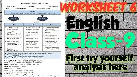 Class-9 | Worksheet 6, 18-07-2020 (Saturday) | English | solutions | Edu Villa Point
