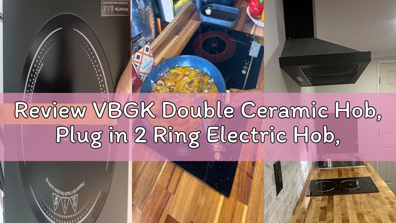 Review VBGK Double Ceramic Hob, Plug in 2 Ring Electric Hob, Built-in & Countertop Stove Top with Se