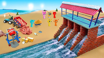 DIY Science Project Mini Bridge - Making Mini 4 Compartment Dam With Bricks and Canopy System