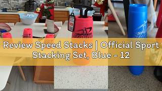 Review Speed Stacks | Official Sport Stacking Set, Blue - 12 Cups and Holding stem | Top Grade Mater