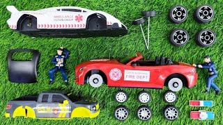 Mencari & Merakit Mainan Mobil Polisi, Ambulance, Pemadam Kebakaran Fire Dept
