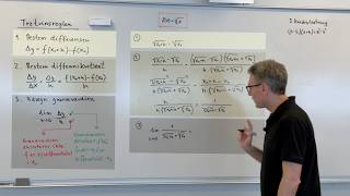 Bevis for differentialkvotienten af √x (kvadratroden af x) med tretrinsreglen