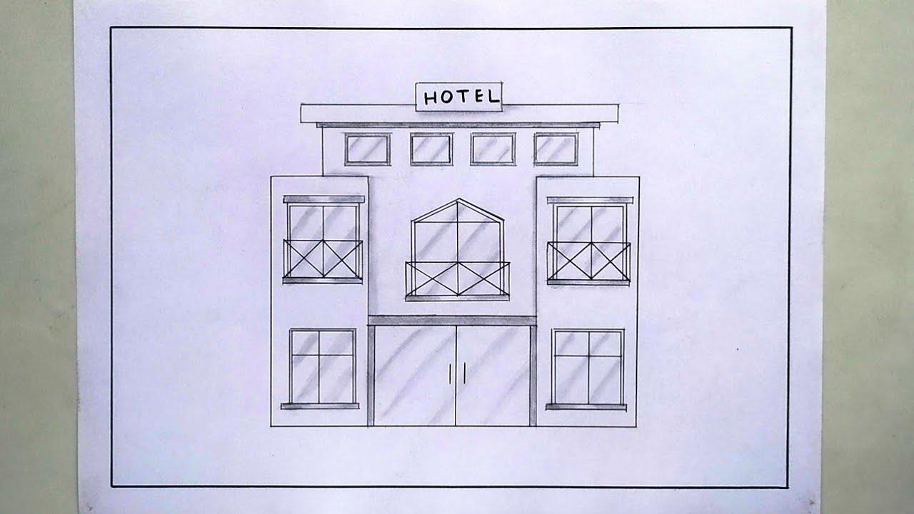 HOW DRAW HOTELS FOR KIDS/KIDS DRAWING LEARN STEP BY STEP - YouTube