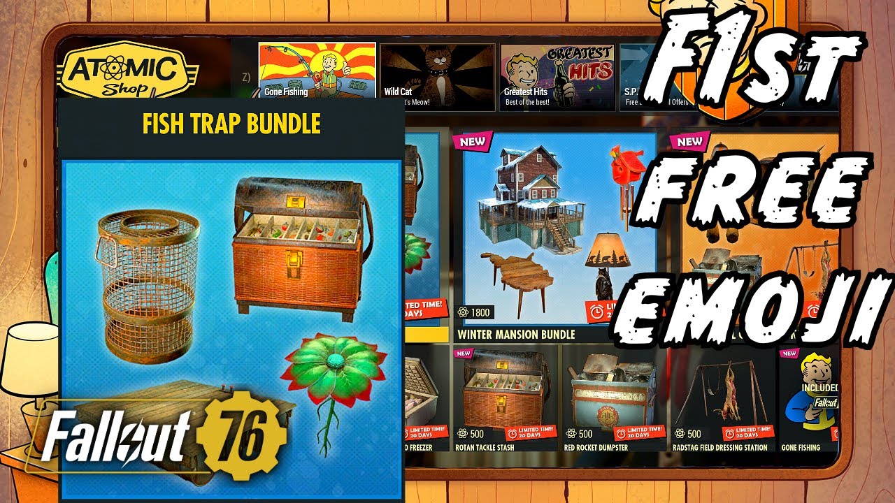 Fallout 76: New F1st Emoji & Fishing Bundle. New Atomic Shop Items