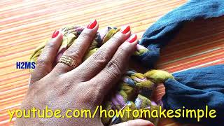 how to make simple door mat/crochet rag rug/tapete from old clothes | पायदान बनाने का तरीका || H2MS