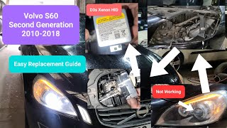 how to remove and replace headlight dipped gas discharge bulb on Volvo S60 #headlamp #lowbeam