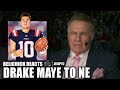 Bill belichick reacts to the patriots taking drake maye at no 3  pat mcafee draft spectacular