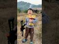 Baby plays nerf gun wants more candy 👶🏻❤️✅🌈✅ Soc family #shorts