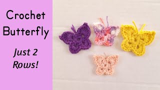 Crochet Butterfly | Crochet Butterfly Applique | Crochet A Butterfly Just 2 Rows