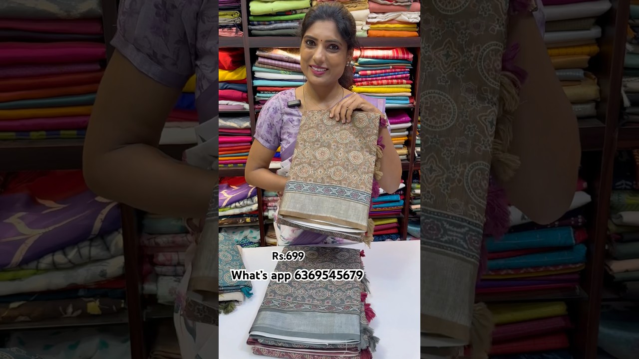 Ajrakh Linen Cotton Saree! | Price Rs.699/- | WhatsApp-6369545679 Shop@www.ruffletrends.com