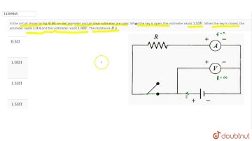 In the circuit shown in Fig. `6.50`, an idel ammeter and an ideal voltmeter are used. Whan the k...