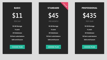 Bootstrap 4 Pricing Table Design |  Responsive Bootstrap 4 Pricing Table