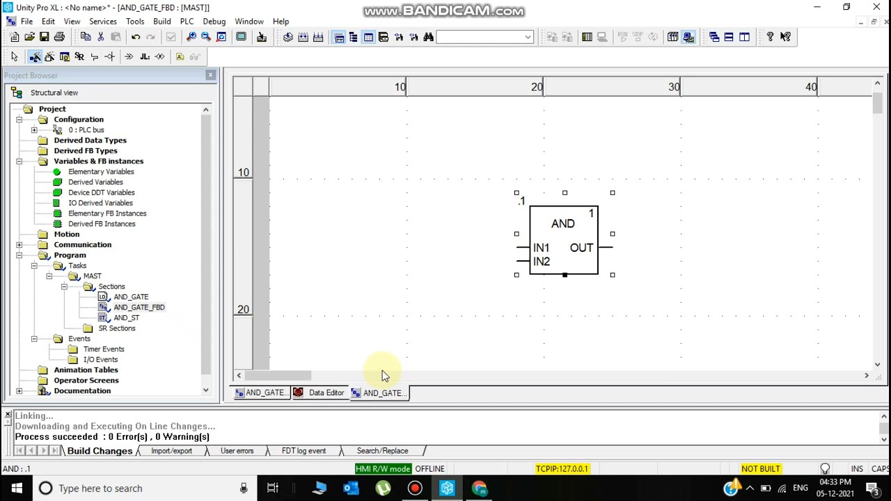 AND gate operation in LADDER DIAGRAM AND FUNCTIONAL BLOCK DIAGRAM AND STRUCTURE TEXT