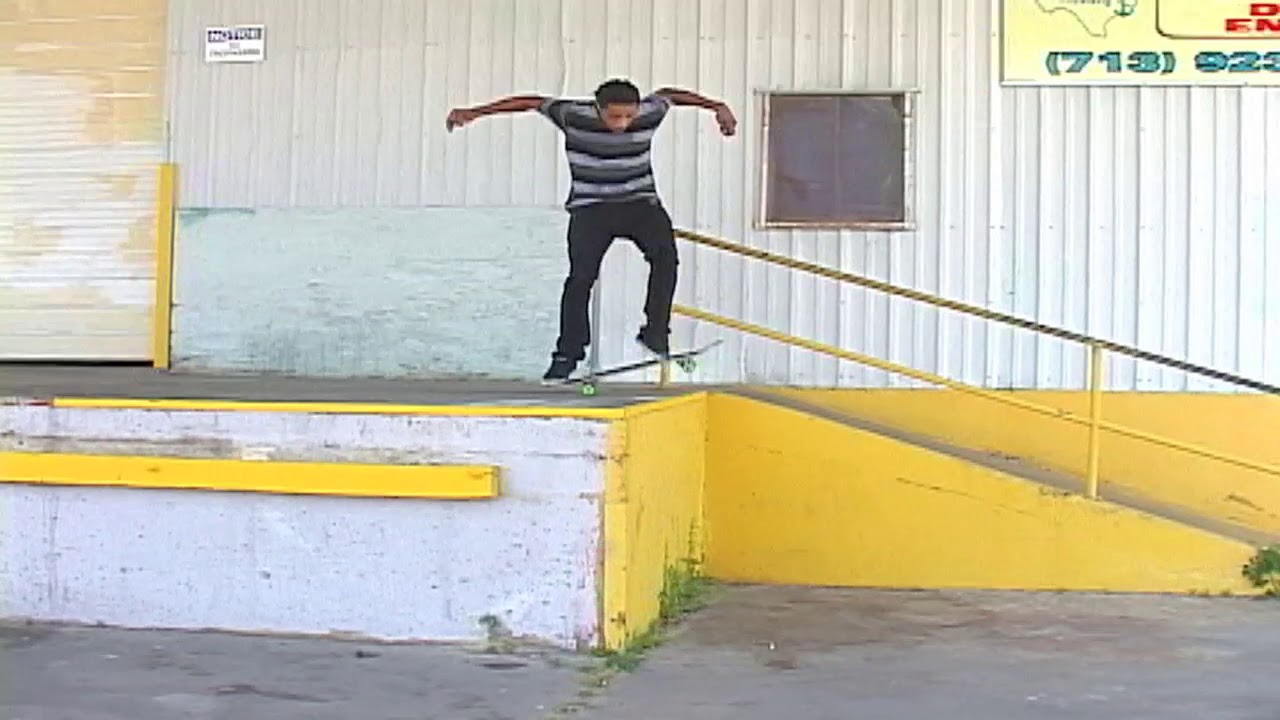 "Texalona" Dominique Goings kickflip backside lipslide big hand rail