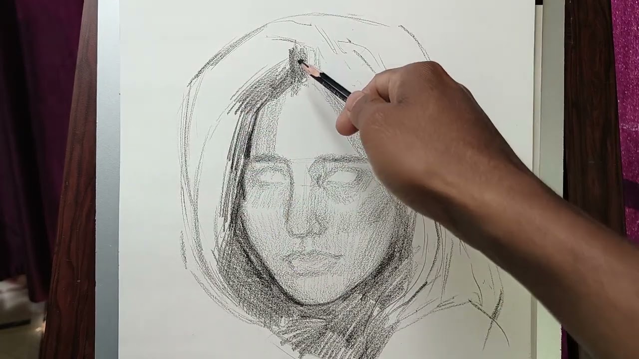 Charcoal pencil portrait sketch,,,..❤️