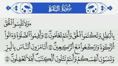 اِستخراج أحكام التجويد برواية ورش من سورة البقرة (من الآية 41 إلى الآية 43)