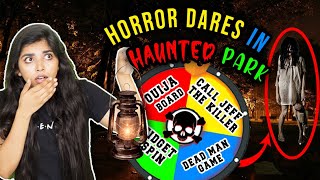 SCARY SPIN THE WHEEL Dares In a HAUNTED PARK 12AM | *something followed me*