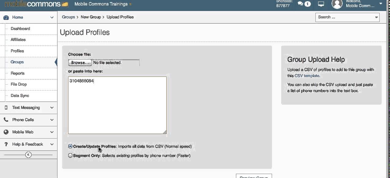 Create Uploaded Groups