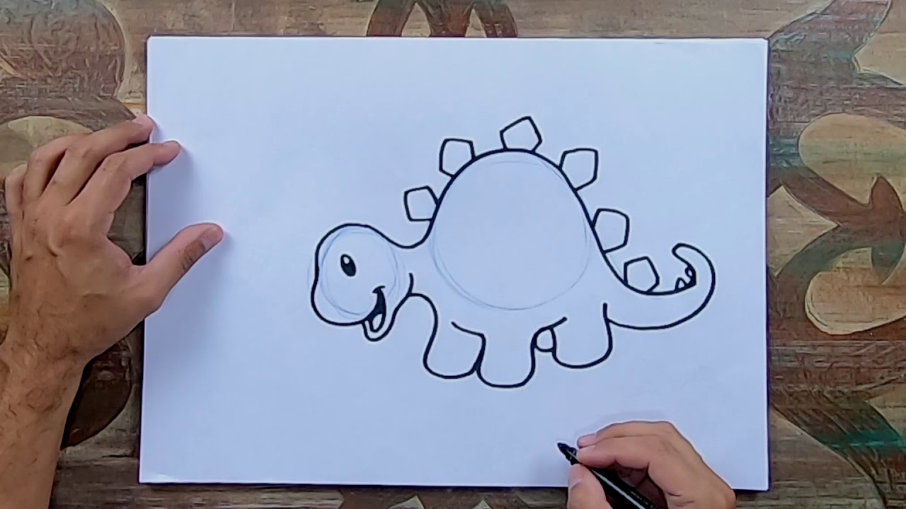 COMO DESENHAR UM DINOSSAURO BEM FÁCIL - DESENHOS FÁCEIS PARA CRIANÇAS