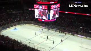 Caps fans celebrate first goal by Evgeny Kuznetsov (thought it was an Ovie hat trick).
