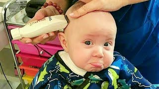 Cute Litte Baby Boy and Funny Reaction While His First Got Hair Cut | Try Not To Laugh