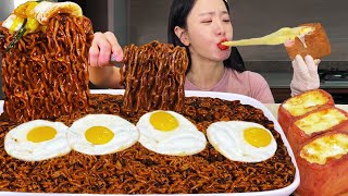 Supersize 8 Spicy Black bean Noodles & 3 Cheese Spam Mukbangㅣеда-шоуㅣASMR