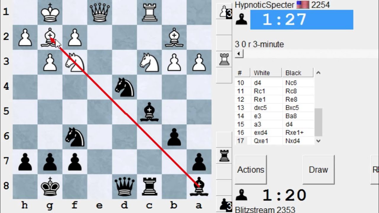 Partie d'échecs en direct commentée #19 Contre un habitué des blitz sur internet