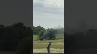 Tractor goes up in flames in Schuyler County #shorts