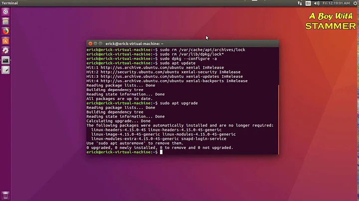 Ubuntu problem Could not get lock in folder var/lib/apt/lists when trying to install apt-get update