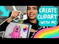 Create Clipart with me to sell on TPT using Procreate on the iPad (Real time creation) PART 1