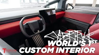 Cybertruck gets Full Custom Interior! Bespoke Red Bordeaux Leather Reupholstered & More, First Ever!